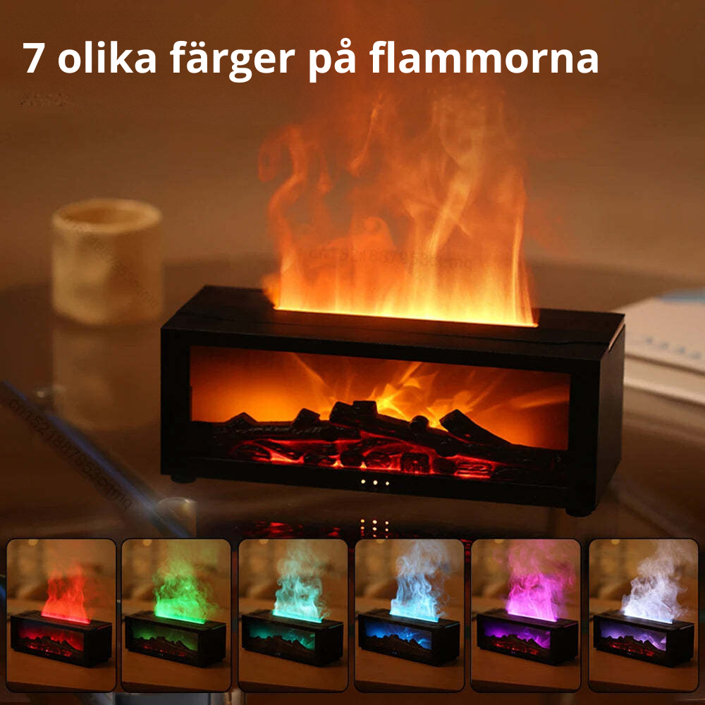 Eldstadsmaskin med färgglad aromaterapi