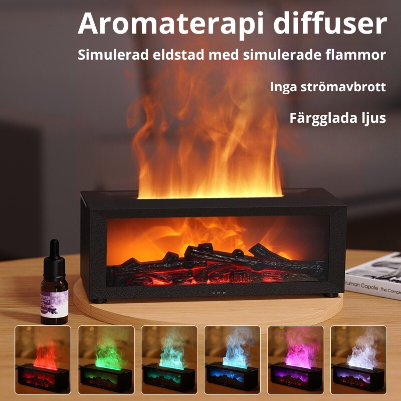 Eldstadsmaskin med färgglad aromaterapi